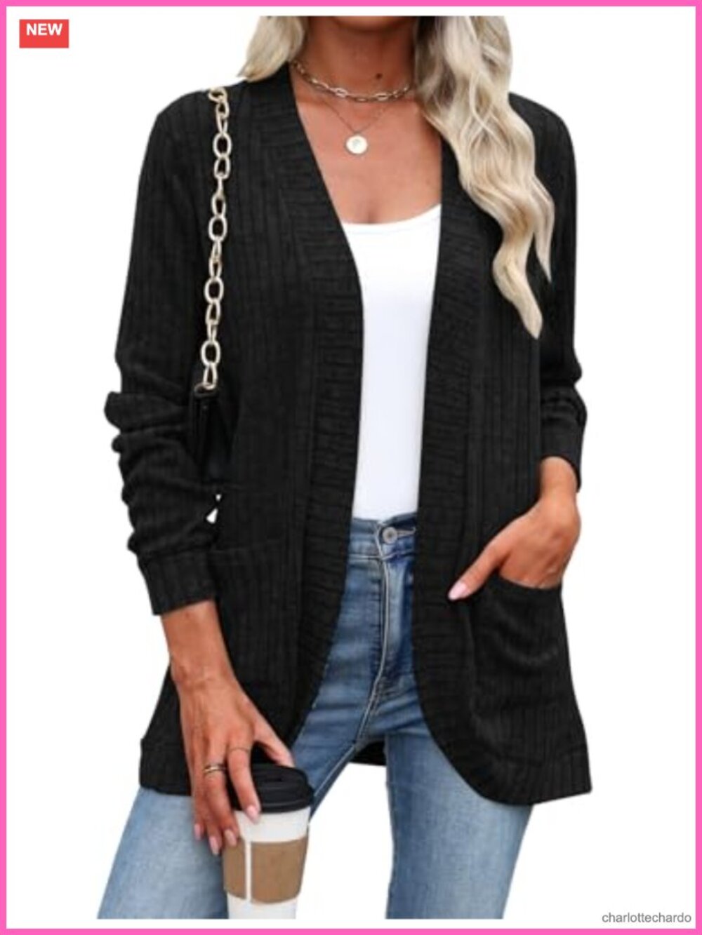 Lightweight Open Front Cardigan with Pockets Long Sleeve Duster Sweater